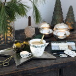 GREEN GATE Latte cup Philippa Petit White 300 ml, zlatá barva, porcelán 300ml
