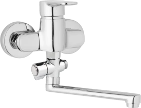 JB Sanitary Nástěnná umyvadlová a sprchová baterie MIRAM, rozteč 100 mm, otočný přepínač, bez příslušenství, ramínko 300 mm M10 32 10