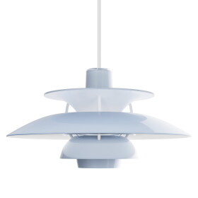 Louis Poulsen Závěsná lampa PH 5 Ø320 Opal Pale Blue, modrá barva, plast