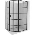 MEXEN/S - Mist Lsprchový kout pětiboký křídlový asymetrický pravá 100 x 80, černá kratka, černá 8A8L-100-080-70-77-P