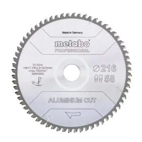 Metabo AluminiumCutProf / Řezný kotouč na hliník / Průměr 216 x 30 mm / Šířka řezu 2.2 mm (628443000)