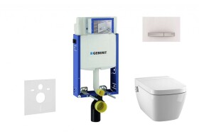 GEBERIT - Kombifix Modul pro závěsné WC s tlačítkem Sigma50, alpská bílá + Tece One - sprchovací toaleta a sedátko, Rimless, SoftClose 110.302.00.5 NT8