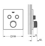 GROHE - Grohtherm SmartControl Termostatická baterie pod omítku se 2 ventily, Hard Graphite 29124A00