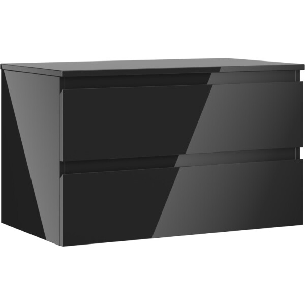MEXEN/S - Orio koupelnová skříňka pod umyvadlo 80 cm s deskou, 2 zásuvky, černá lesk 91A10-08047-2-BFFC70
