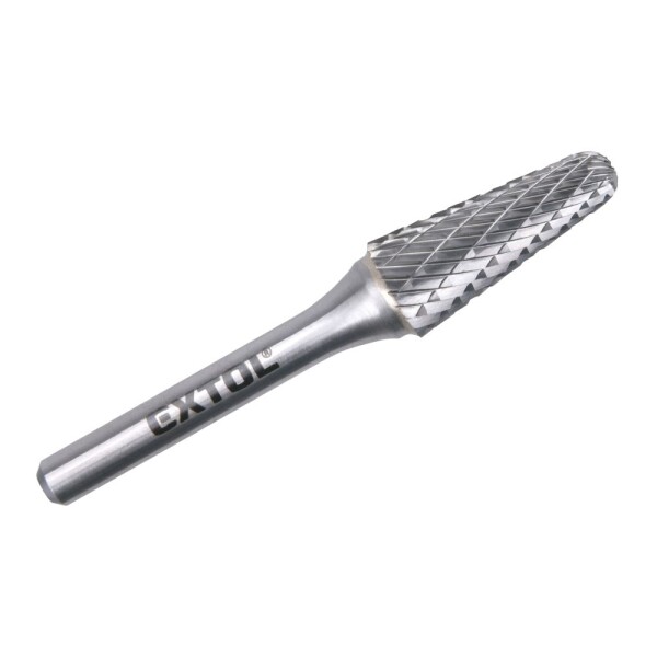 EXTOL INDUSTRIAL 8703784 Fréza karbidová konická zakulacená, 10×25mm, stopka 6mm, sek střední