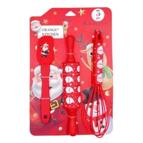 Dortisimo Cukrářská sada stěrka, váleček a šlehací metla červená s vánočním motivem (3 ks)