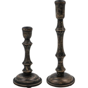 House Doctor Dřevěný svícen Rise Black – set 2 ks, hnědá barva, dřevo