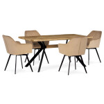 Jídelní židle, potah cappuccino sametová látka, kovové nohy, černý matný lak