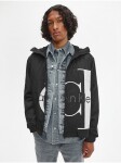 Černá pánská vzorovaná lehká bunda kapucí Calvin Klein Jeans Pánské