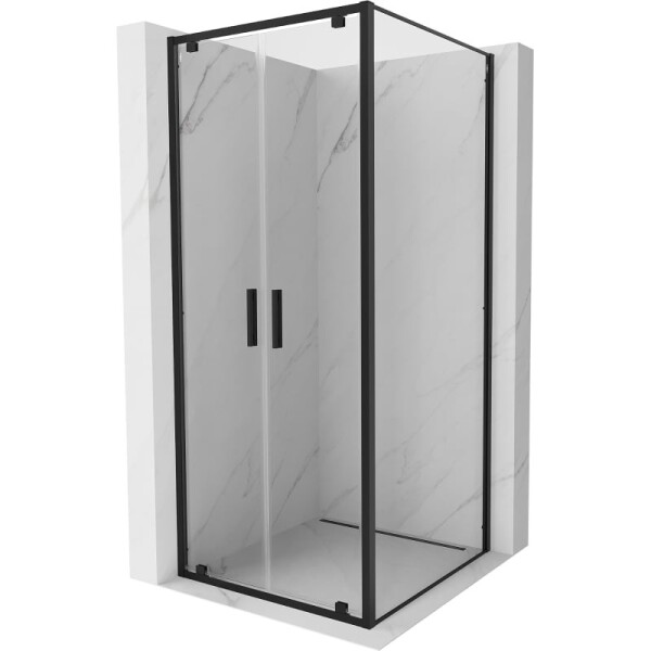 MEXEN/S - Exo sprchový kout dveře křídlové 100 x 100, transparent, černá 8182-100-100-70-00