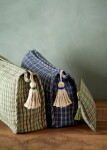 MADAM STOLTZ Kosmetická taška Blue/Grey/White – větší, modrá barva, textil