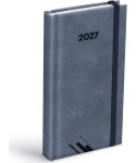 Diář 2027 D802 PU šedý s gumkou 90x170mm