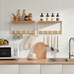 Set 2 nástěnných poliček, mdf, béžová, ABP-E1083 WT