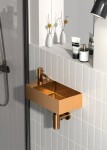 Závěsné umývátko v růžovozlaté barvě SAT Aurum 36x18 cm bez přepadu SATAUR3618BRG SATAUR3618BRG