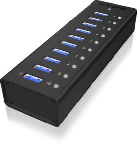 IcyBox IB-AC6110 USB Hub černá / 10x USB 3.0 / s USB nabíjením (IB-AC6110)