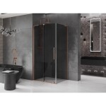 MEXEN/S - Velar L sprchový kout, posuvné dveře 120 x 110, grafit, měď kartáčovaná - 871-120-110-33-65 871-120-110-43-65