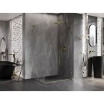 MEXEN/S - Lunar-B L sprchový kout dveře křídlové pravá 90 x 80, transparent, zlato kartáčovaná 832L-090-080-55-00-P