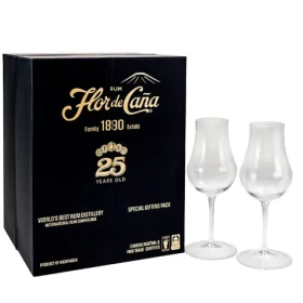 Flor de Cana 25y 40% 0.7 l (dárkové balení 2 sklenice) (7431008100288)