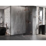 MEXEN/S - Lunar-F sprchový kout skládací dveře pravá 90 x 90, transparent, miedź szczotkowan 836-090-090-65-00-P