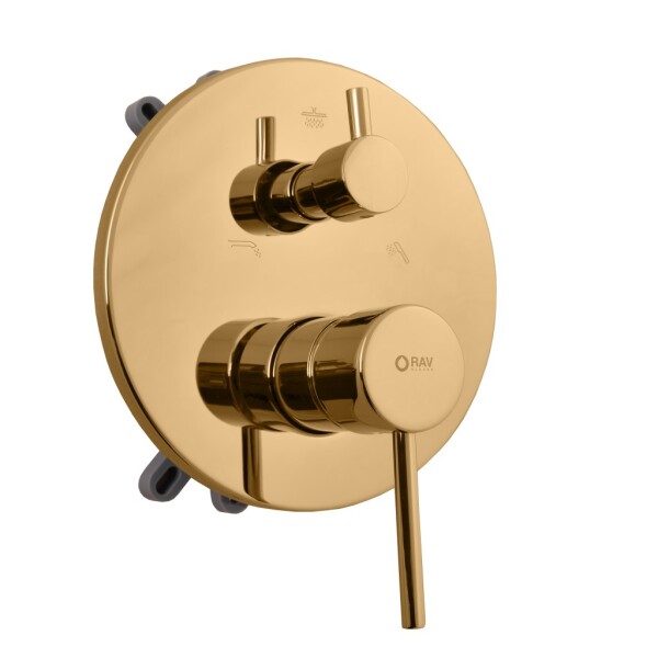 RAV Slezák - SEINA - Vanová/Sprchová baterie podomítková 2-cestná s tělesem a s boxem, Zlatá - kartáčovaná SE985BOXZK SE985BOXZK