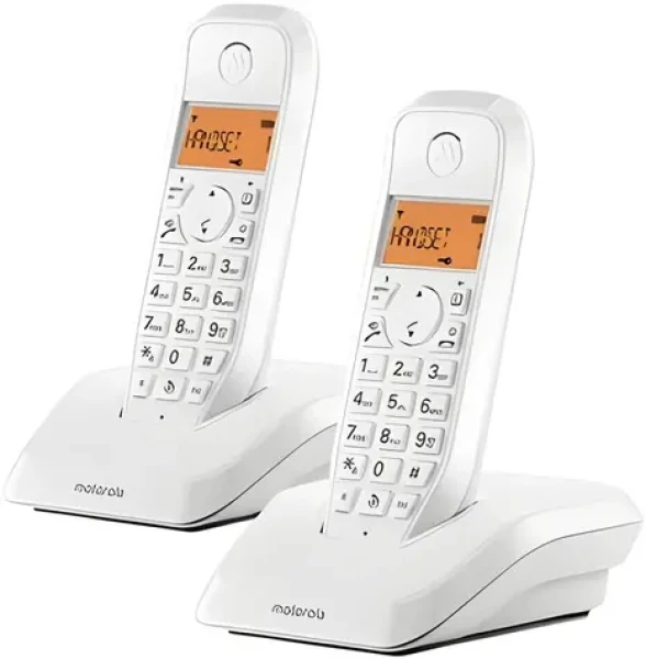 Motorola S1202 Duo bílá / DECT bezdrátový telefon / 2 sluchátka v balení / LCD displej / identifikace volajícího (C69000D48O2AESDW)