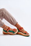 Dámské sandály na platformě a klíně Big Star NN274A053 zeleno-oranžové 36