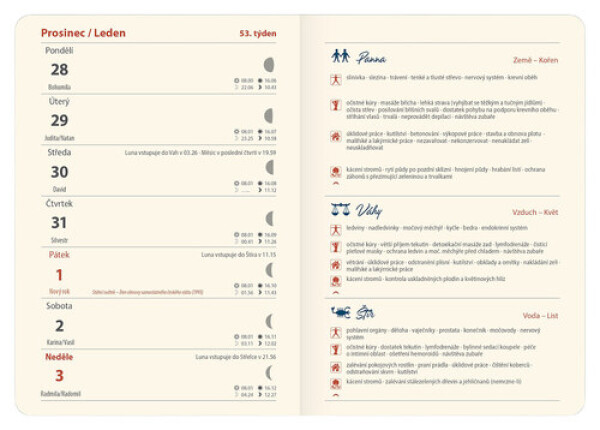 Diář 2027 týdenní B6 lunární Sen s gumičkou
