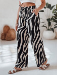 Dámské pruhované kalhoty se širokými nohavicemi ZEBRAVIBE béžovo-černé FashionStreet UY2653 XXL