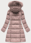 Dlouhá dámská zimní prošívaná bunda ve starorůžové barvě s kapucí (7751BIG) odstíny růžové 50