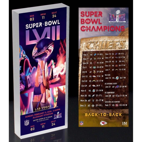 Obraz Kansas City Chiefs NFL Super Bowl LVIII Champions Ticket 3D Block Art