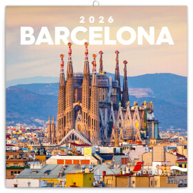 Nástěnný poznámkový kalendář 2026 NOTIQUE - Barcelona, 30 x 30 cm