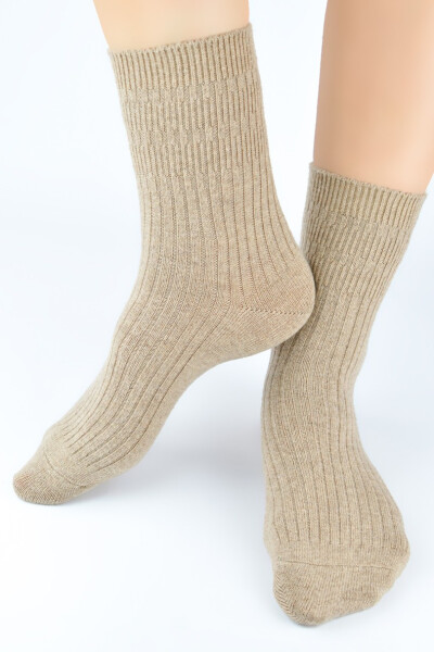 VLNĚNÉ PONOŽKY SW029 béžová 36-41