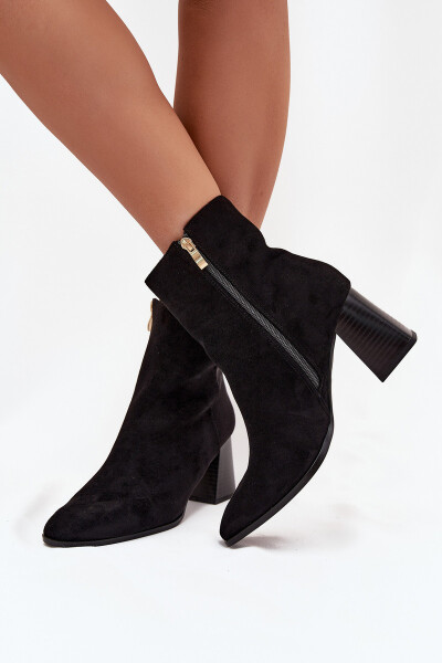 Dámské Botky Z Eko Semiše Na Podpatku Se Zipem Černé Zelita 39