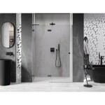 MEXEN/S - Lunar L sprchové dveře křídlové levé 135 cm, transparent, grafit metal 834L-135-000-95-00-L