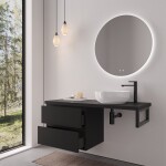CERANO - Koupelnová skříňka Carole - černá matná + deska pod umyvadlo Navira Pro - 36 mm + konzole černá - 160x46x51,6 CER-606225