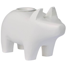 Ib Laursen Dřevěný svícen White Pig – větší, bílá barva, dřevo