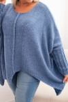 Dámský svetr Plus Size s akrylem volného střihu a rukávem 3/4 denimový UNI