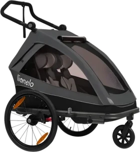 LIONELO Kočárek sportovní a přívěs za kolo Cama Grey Graphite / 2v1 / nosnost 44 kg / šířka 80 cm / SIQ odpružení (LO-CAMA GREY GRAPHITE)