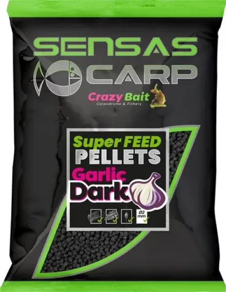 Sensas Super Feed Garlic Dark / Pelety / 650 g / 4 mm (88562)