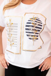 Dámská bavlněná halenka Plus Size s kamínky bílá + tmavě modrá UNI