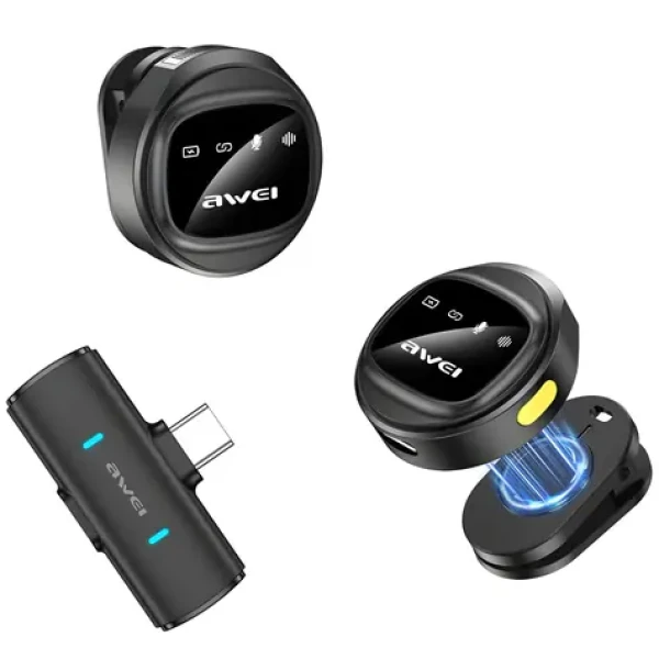 AWEI MK3 Duo černá / Klopový mikrofon / bezdrátový (MK3)