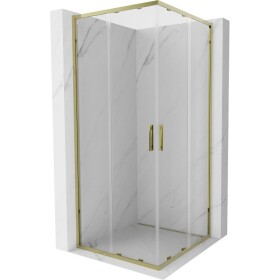 MEXEN - Exo čtvercový posuvný sprchový kout 80 x 80, transparent, zlato 8111-080-080-50-00