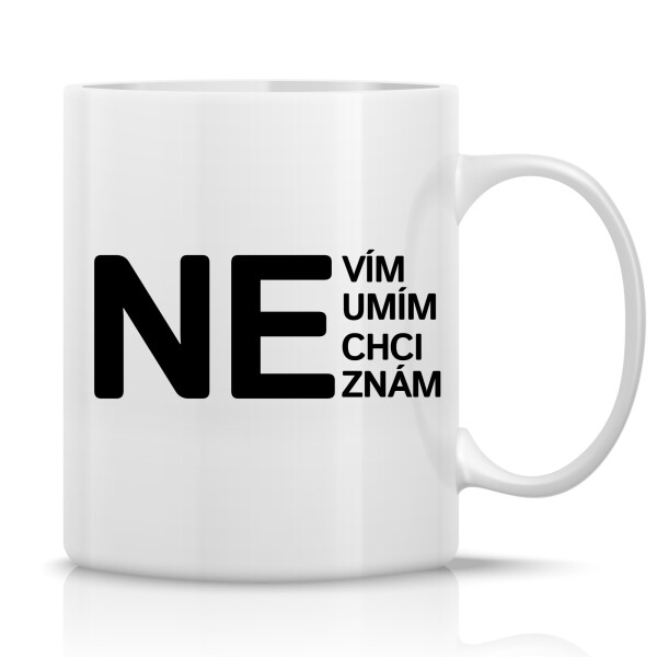 NE - klasický bílý keramický hrníček 300 ml