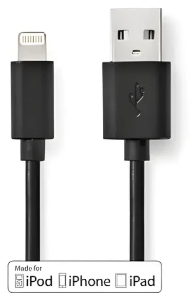 Nedis 1 m černá / Datový kabel / USB-A (M) - Lightning (M) / USB 2.0 / 480 Mbps (CCGW39300BK10)