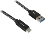 Sharkoon USB-A (M) - USB-C (M) 1 m černá/šedá / Kabel / USB 3.2 Gen 2 / 10 Gbps / Opletený hliníkový plášť (4044951027040)