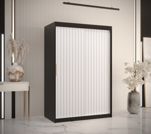 Šatní skříň Abi Riflo Wave 1 Barva korpusu: Černá, Rozměry: 120 cm, Dveře: Bílá bez zrcadla