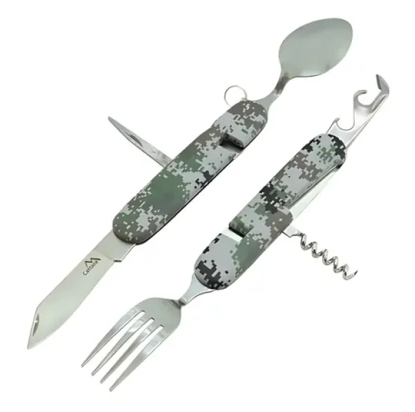 Cattara DIGI CAMPER kapesní nůž 11 cm / nerezová ocel / multifunkční / lžíce, vidlička, otvírák lahví (13251)