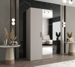 Šatní skříň Abi Bari 2 Rozměry: 150 cm, Pásky / úchyty: Černá, Barva korpusu + barva dveří: Kašmír + Kašmír