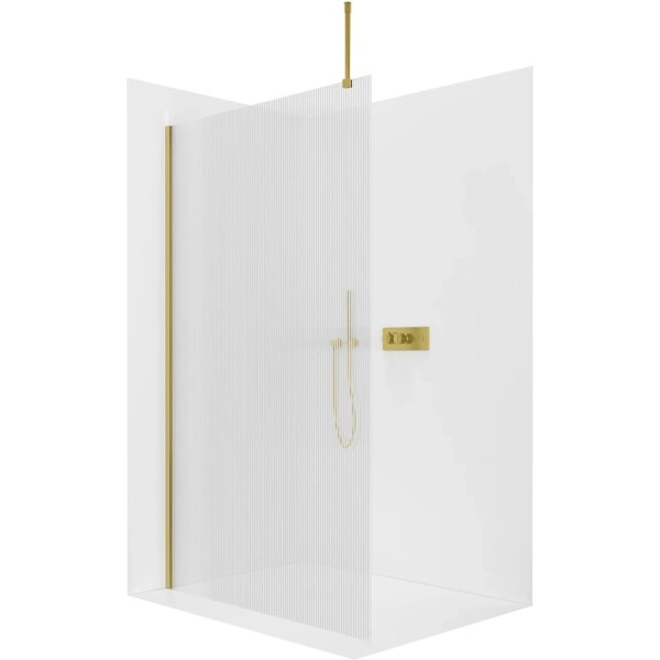 CERANO Sprchová zástěna Walk-in Onyx Top Round L/P - 8 mm - kulatá vzpěra - zlatá, rýhované sklo - 120x200 cm