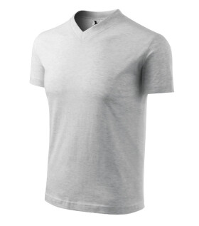 V-neck tričko unisex světle šedý melír 2XL